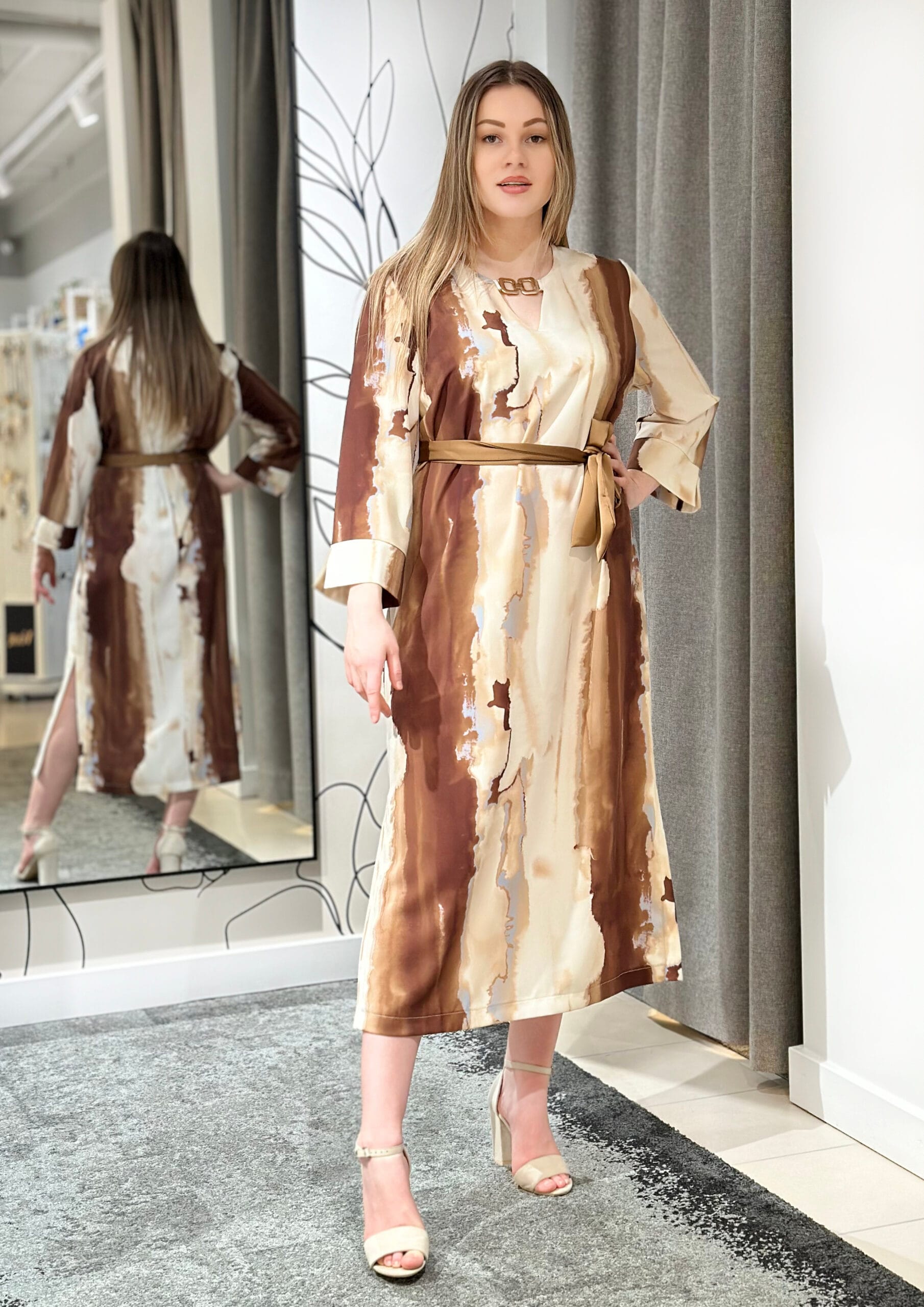 Lietišķa midi kleita, brūna