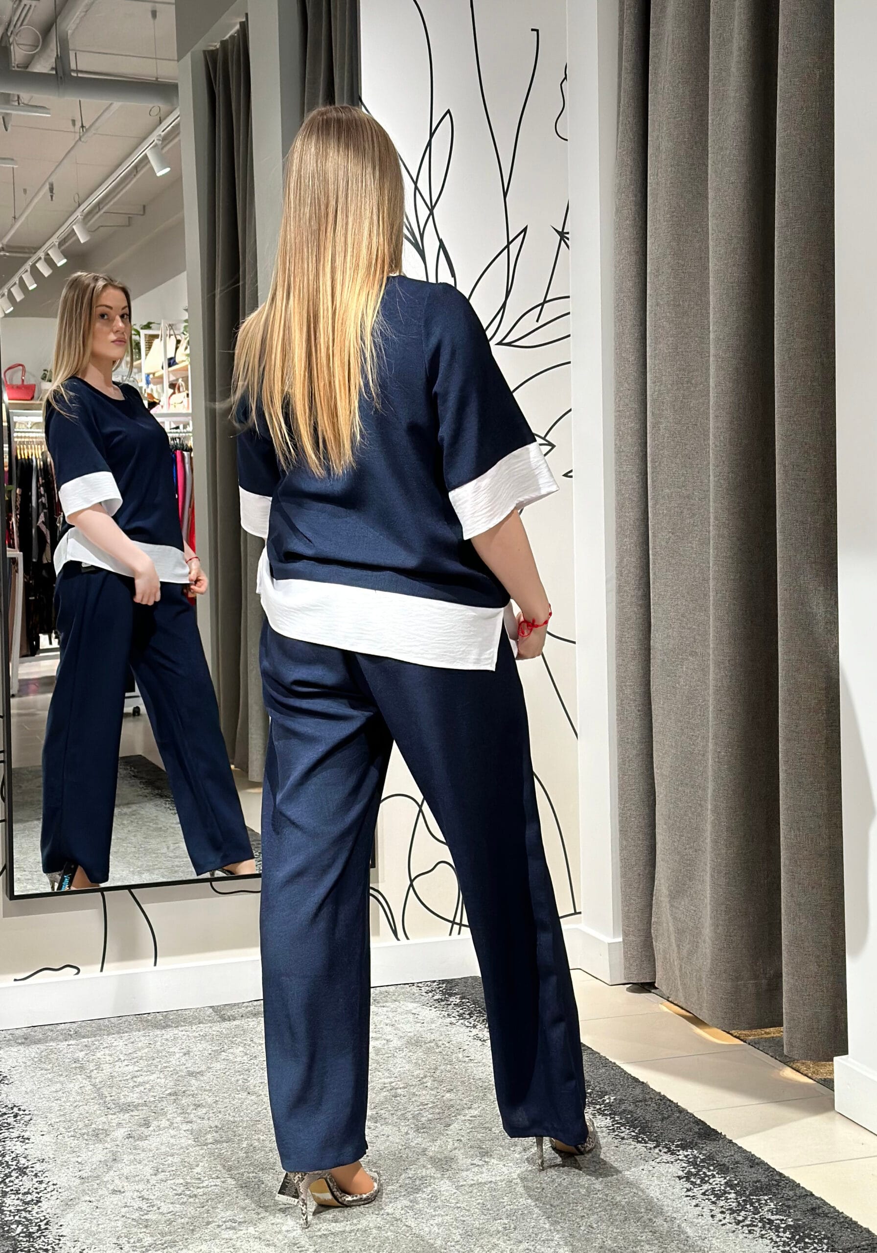 Plus size bikšu kostīms, zils - Image 3