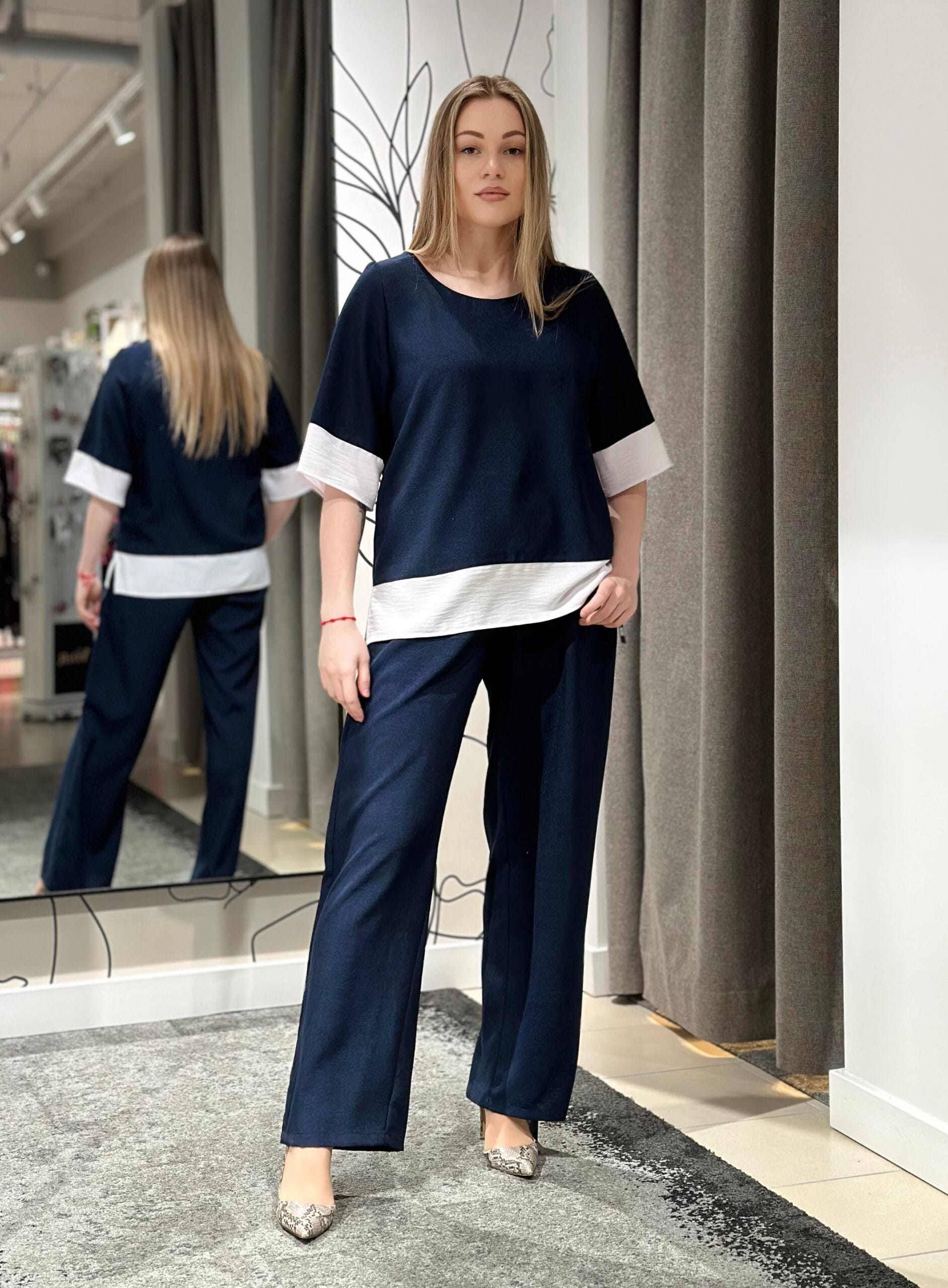 Plus size bikšu kostīms, zils - Image 2