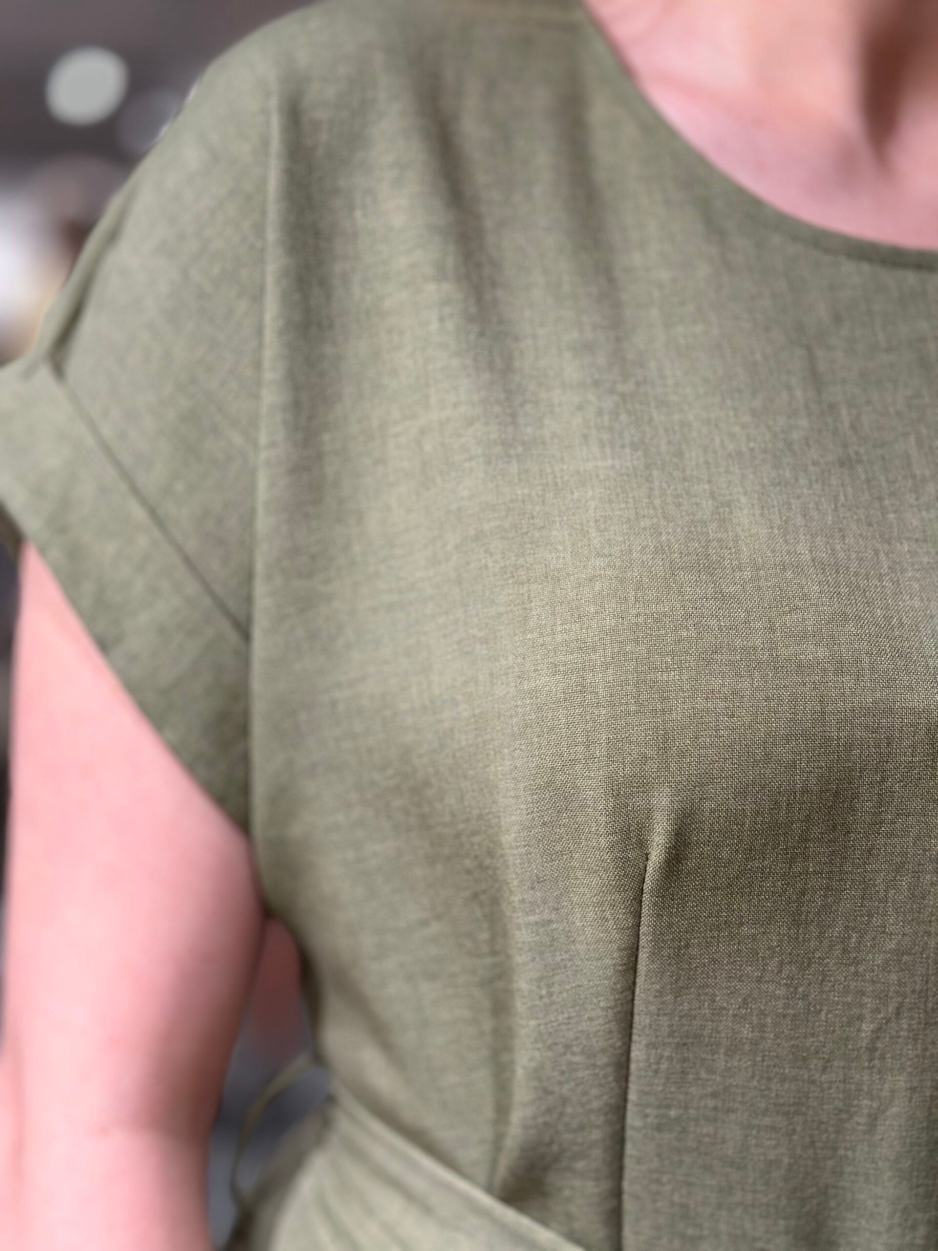 Midi lina kleita, khaki zaļa - Image 4