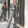 Velveta kokvilnas kostīms, pelēks