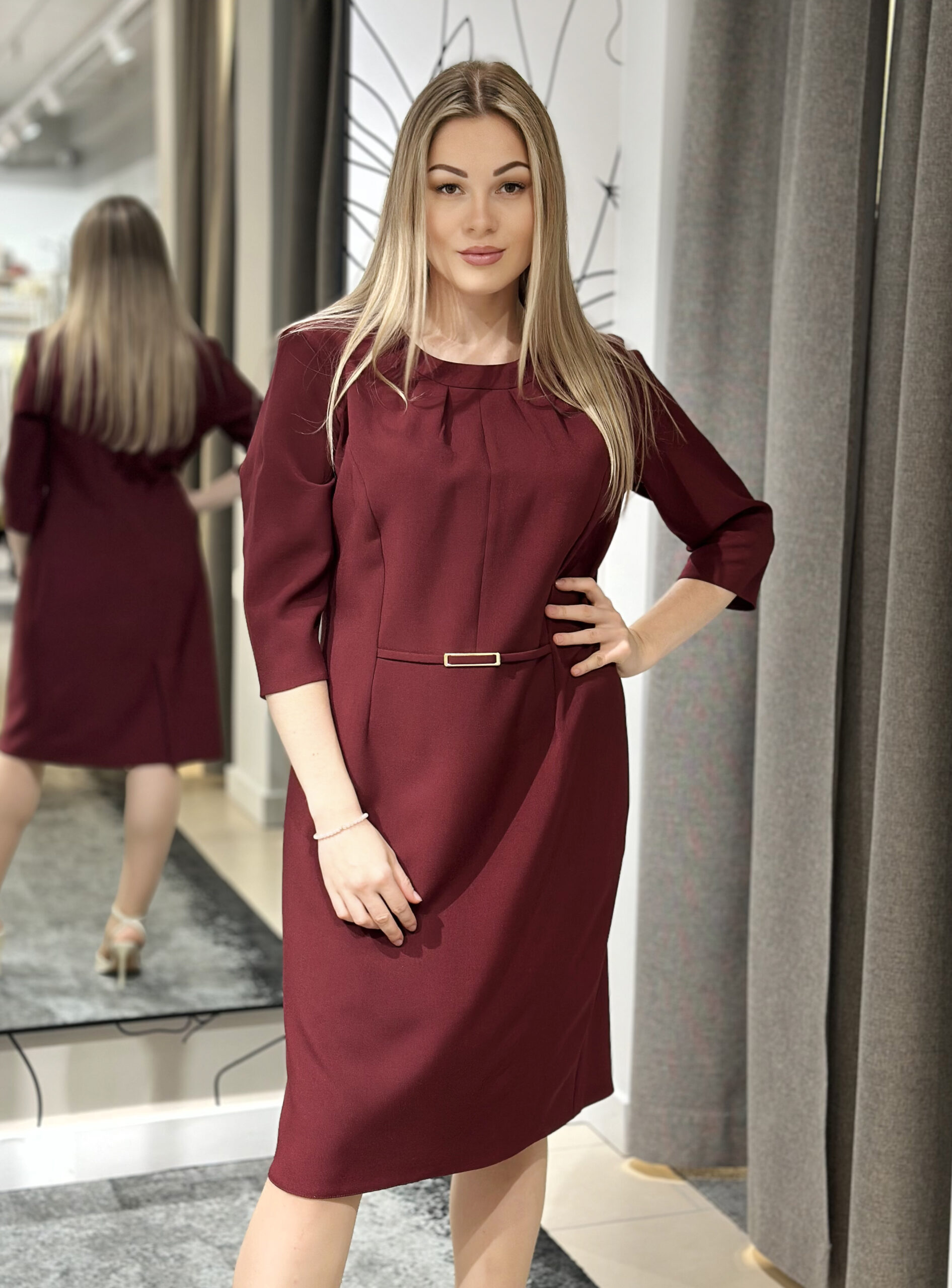 Lietišķa stila kleita, bordo
