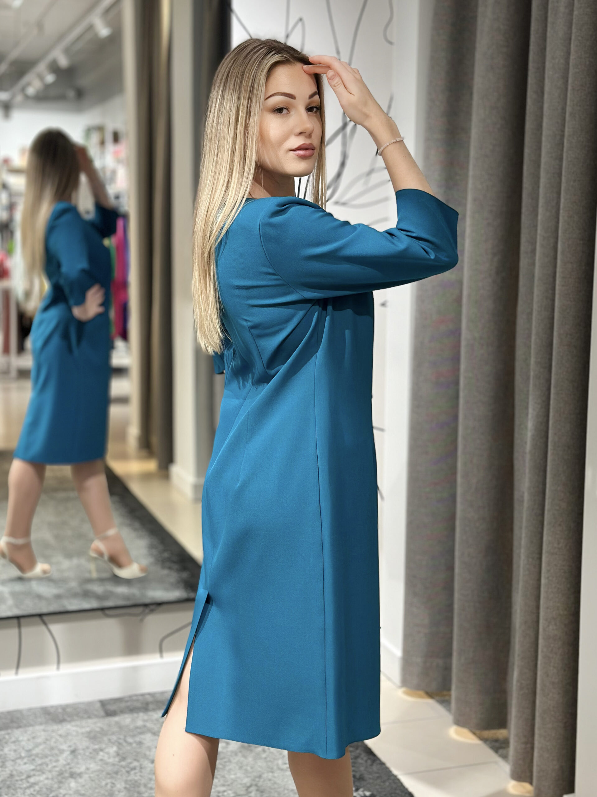 Lietišķa stila kleita, zila - Image 2