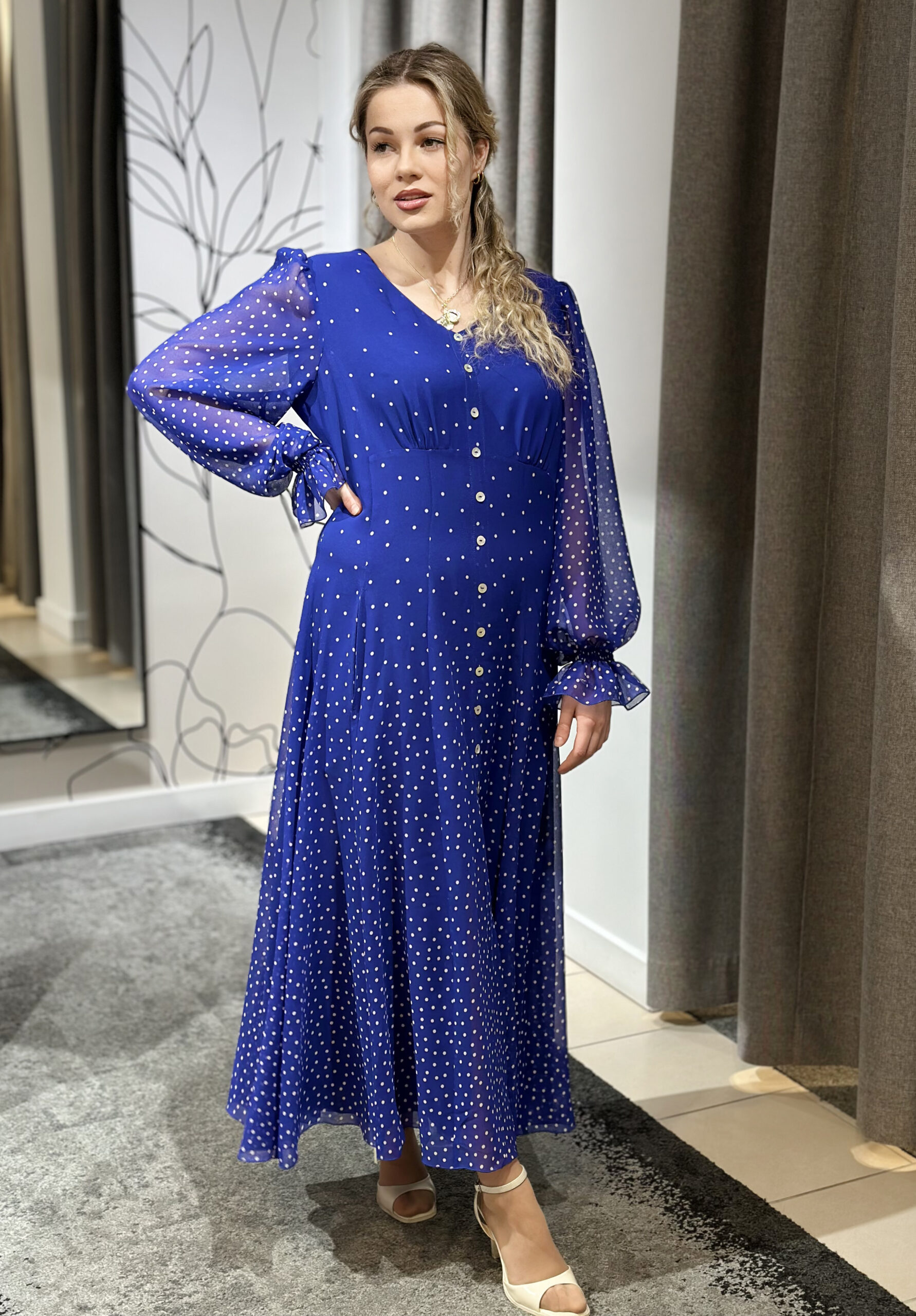 Maxi šifona kleita, Bellisimo, zila - Image 3